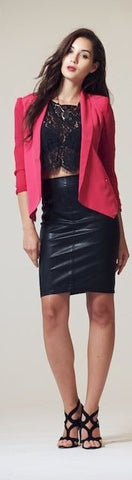 Mixed Media Woven Blazer